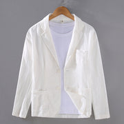 Buddha Stones Long Sleeve Button Plain Design Men's Linen Jacket Shirt With Pockets - White - US/UK/AU42，EU52 (3XL) - image 2