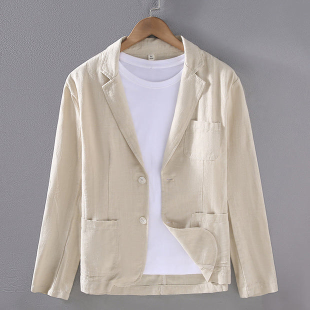 Buddha Stones Long Sleeve Button Plain Design Men's Linen Jacket Shirt With Pockets - PapayaWhip - US/UK/AU42，EU52 (3XL) - image 9