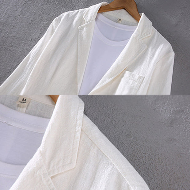 Buddha Stones Long Sleeve Button Plain Design Men's Linen Jacket Shirt With Pockets - image 7