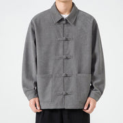Buddha Stones Long Sleeve Frog-button Design Men's Polyester Jacket Shirt With Pockets - image 5