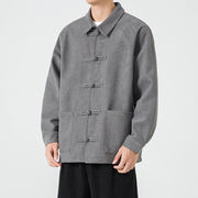 Buddha Stones Long Sleeve Frog-button Design Men's Polyester Jacket Shirt With Pockets - image 4