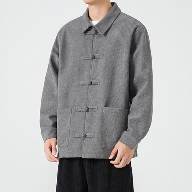 Buddha Stones Long Sleeve Frog-button Design Men's Polyester Jacket Shirt With Pockets - image 4
