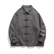 Buddha Stones Long Sleeve Frog-button Design Men's Polyester Jacket Shirt With Pockets - image 2