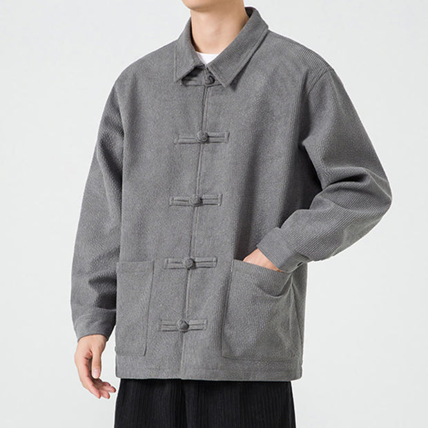 Buddha Stones Long Sleeve Frog-button Design Men's Polyester Jacket Shirt With Pockets - image 9