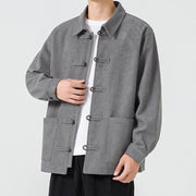 Buddha Stones Long Sleeve Frog-button Design Men's Polyester Jacket Shirt With Pockets - image 7