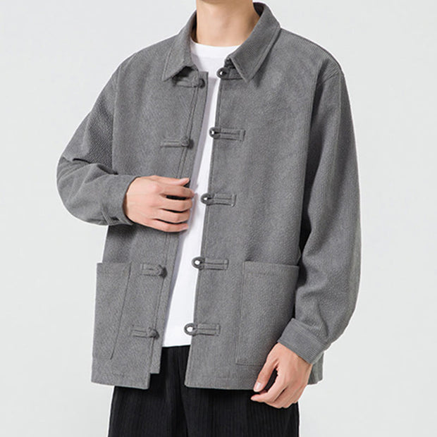Buddha Stones Long Sleeve Frog-button Design Men's Polyester Jacket Shirt With Pockets - image 7