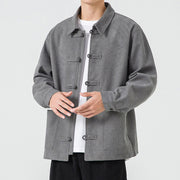 Buddha Stones Long Sleeve Frog-button Design Men's Polyester Jacket Shirt With Pockets - image 8