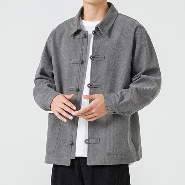 Buddha Stones Long Sleeve Frog-button Design Men's Polyester Jacket Shirt With Pockets - image 8