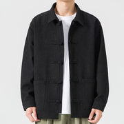 Buddha Stones Long Sleeve Frog-button Design Men's Polyester Jacket Shirt With Pockets - Black - US/UK/AU46，EU56 (5XL) - image 10