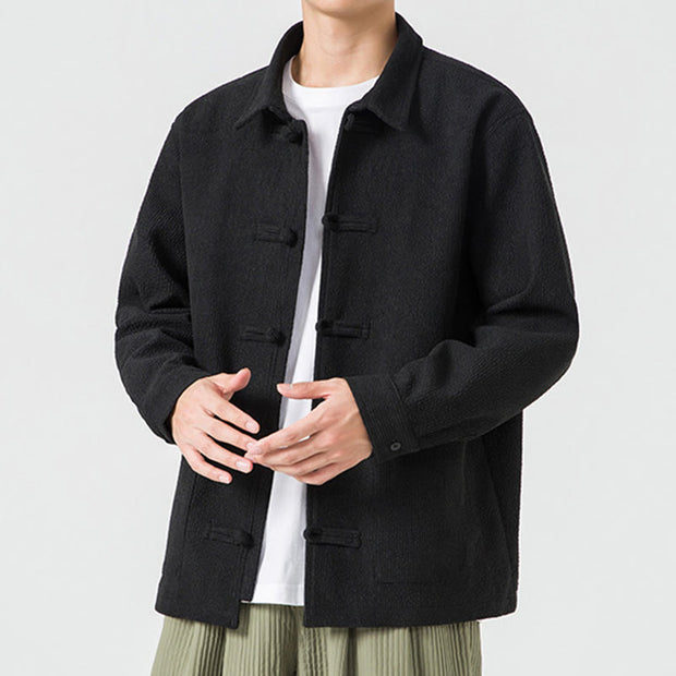 Buddha Stones Long Sleeve Frog-button Design Men's Polyester Jacket Shirt With Pockets - image 13