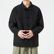 Buddha Stones Long Sleeve Frog-button Design Men's Polyester Jacket Shirt With Pockets - image 16