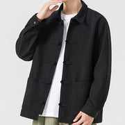 Buddha Stones Long Sleeve Frog-button Design Men's Polyester Jacket Shirt With Pockets - image 15