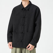 Buddha Stones Long Sleeve Frog-button Design Men's Polyester Jacket Shirt With Pockets - image 18
