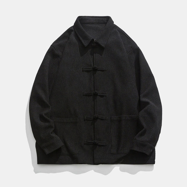 Buddha Stones Long Sleeve Frog-button Design Men's Polyester Jacket Shirt With Pockets - image 11