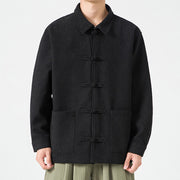 Buddha Stones Long Sleeve Frog-button Design Men's Polyester Jacket Shirt With Pockets - image 19