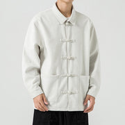 Buddha Stones Long Sleeve Frog-button Design Men's Polyester Jacket Shirt With Pockets - image 25
