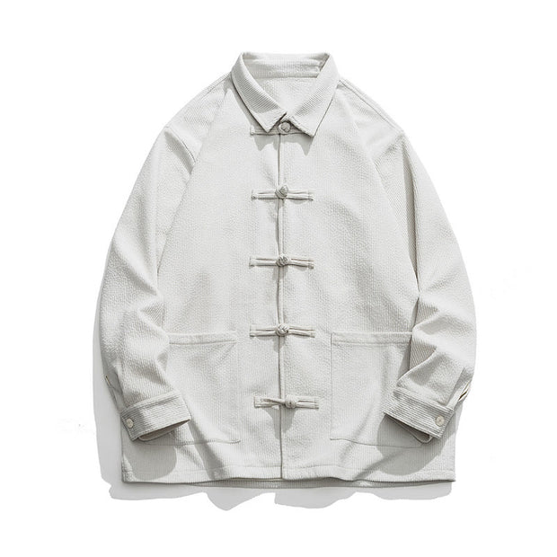 Buddha Stones Long Sleeve Frog-button Design Men's Polyester Jacket Shirt With Pockets - image 21