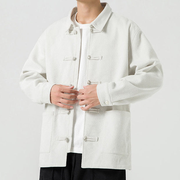 Buddha Stones Long Sleeve Frog-button Design Men's Polyester Jacket Shirt With Pockets - image 23