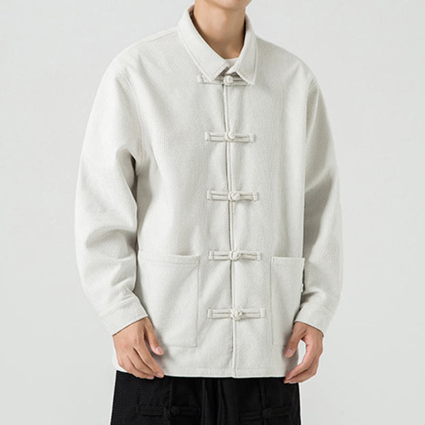 Buddha Stones Long Sleeve Frog-button Design Men's Polyester Jacket Shirt With Pockets - image 25