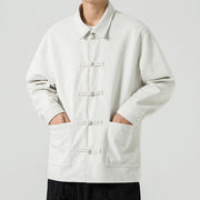 Buddha Stones Long Sleeve Frog-button Design Men's Polyester Jacket Shirt With Pockets - image 26