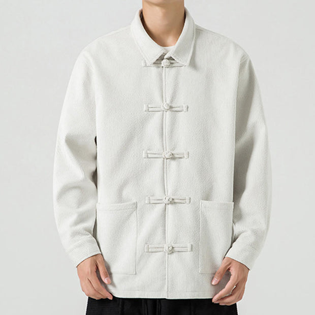 Buddha Stones Long Sleeve Frog-button Design Men's Polyester Jacket Shirt With Pockets - White - US/UK/AU46，EU56 (5XL) - image 20