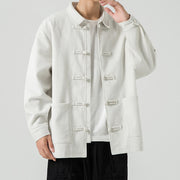 Buddha Stones Long Sleeve Frog-button Design Men's Polyester Jacket Shirt With Pockets - image 28
