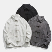 Buddha Stones Long Sleeve Frog-button Design Men's Polyester Jacket Shirt With Pockets - image 29