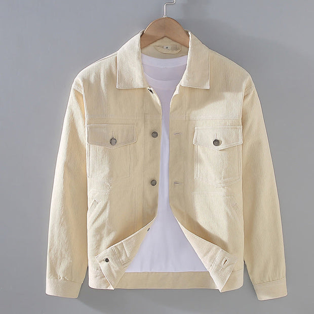 Buddha Stones Plain Long Sleeve Button Design Men's Cotton Jacket Shirt With Pockets - OldLace - US/UK/AU42，EU52 (3XL) - image 1