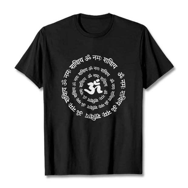 Buddha Stones OM Symbol Sanskrit Mantras Design Cotton Tee T-shirt - Black - 2XL - image 7
