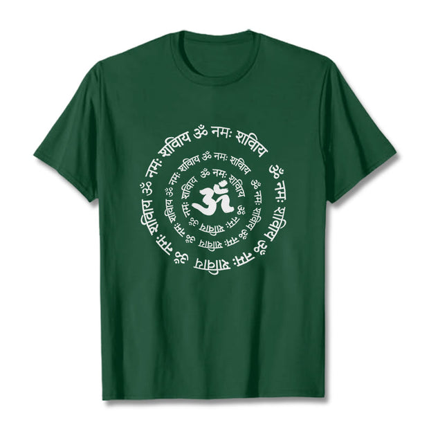 Buddha Stones OM Symbol Sanskrit Mantras Design Cotton Tee T-shirt - ForestGreen - 2XL - image 1