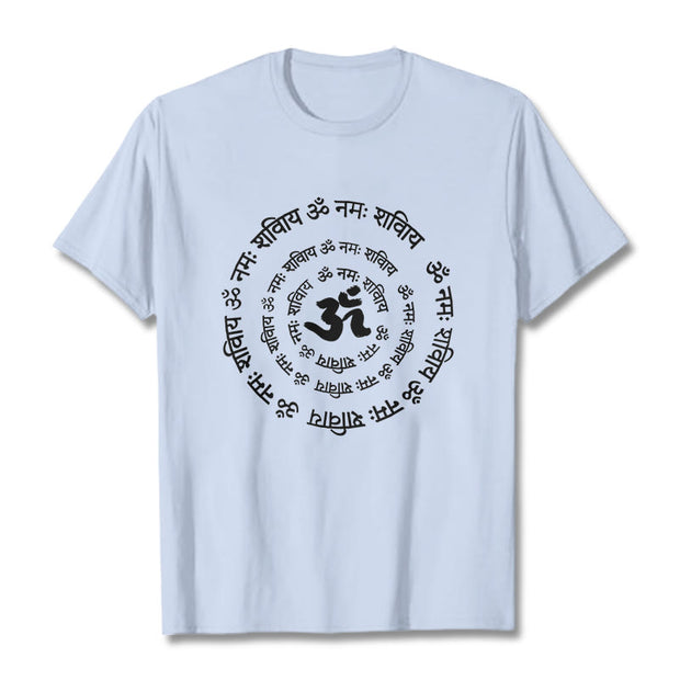 Buddha Stones OM Symbol Sanskrit Mantras Design Cotton Tee T-shirt - LightCyan - 2XL - image 11