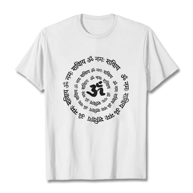 Buddha Stones OM Symbol Sanskrit Mantras Design Cotton Tee T-shirt - White - 2XL - image 4