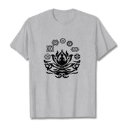 Buddha Stones OM Symbol Sanskrit Mantras Buddha Lotus Flower Design Tee T-shirt - LightGrey - 2XL - image 20
