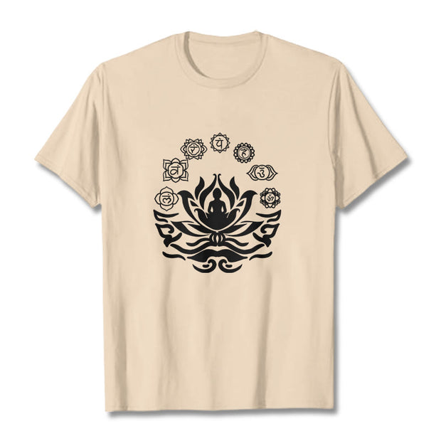 Buddha Stones OM Symbol Sanskrit Mantras Buddha Lotus Flower Design Tee T-shirt - Bisque - 2XL - image 12