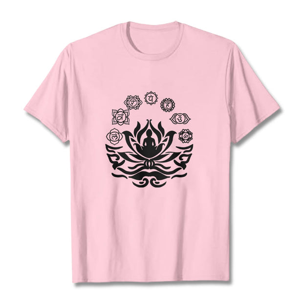 Buddha Stones OM Symbol Sanskrit Mantras Buddha Lotus Flower Design Tee T-shirt - LightPink - 2XL - image 16