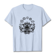 Buddha Stones OM Symbol Sanskrit Mantras Buddha Lotus Flower Design Tee T-shirt - LightCyan - 2XL - image 11