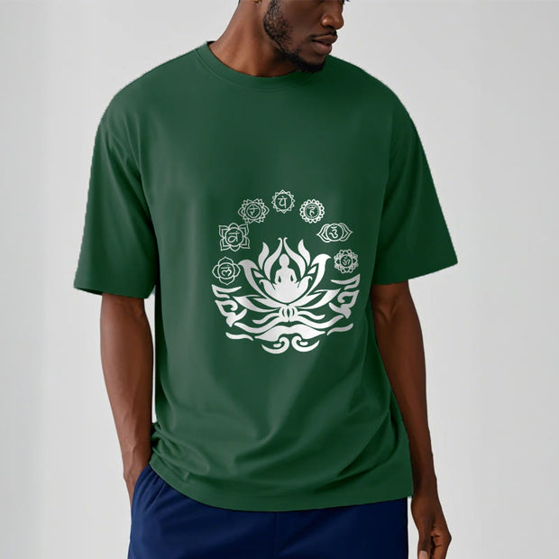 Buddha Stones OM Symbol Sanskrit Mantras Buddha Lotus Flower Design Tee T-shirt - image 6