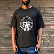 Buddha Stones OM Symbol Sanskrit Mantras Buddha Lotus Flower Design Tee T-shirt - image 9