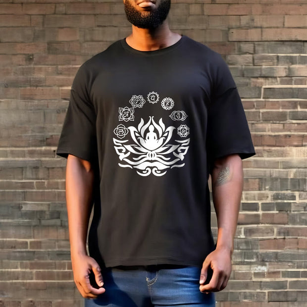 Buddha Stones OM Symbol Sanskrit Mantras Buddha Lotus Flower Design Tee T-shirt - image 9