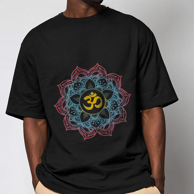 Buddha Stones Lotus-shaped Mandala OM Symbol Design Tee T-shirt - image 2