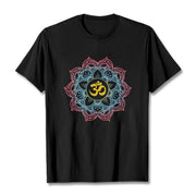 Buddha Stones Lotus-shaped Mandala OM Symbol Design Tee T-shirt - Black - 2XL - image 1