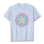 Buddha Stones Lotus-shaped Mandala OM Symbol Design Tee T-shirt - LightCyan - 2XL - image 11