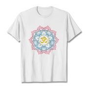 Buddha Stones Lotus-shaped Mandala OM Symbol Design Tee T-shirt - White - 2XL - image 8