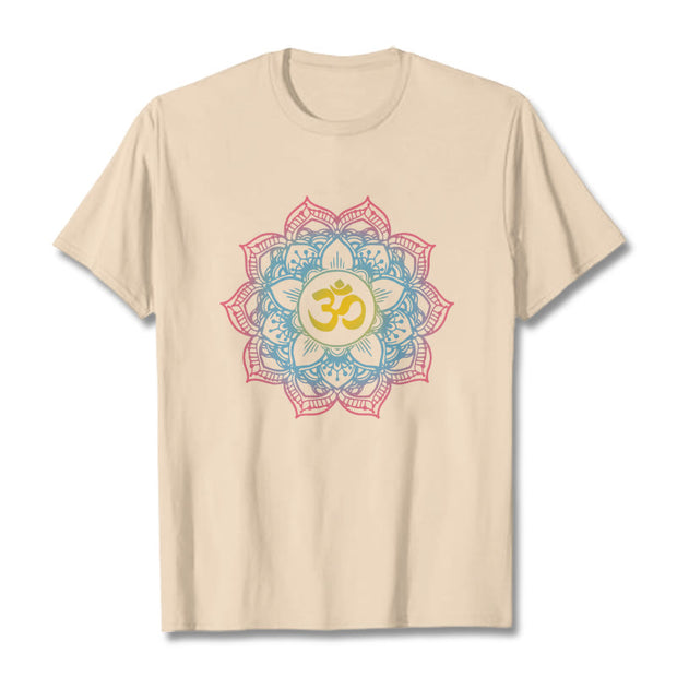 Buddha Stones Lotus-shaped Mandala OM Symbol Design Tee T-shirt - Bisque - 2XL - image 12