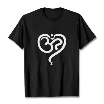 Buddha Stones Love Heart OM Symbol Design Tee T-shirt - Black - 2XL - image 1