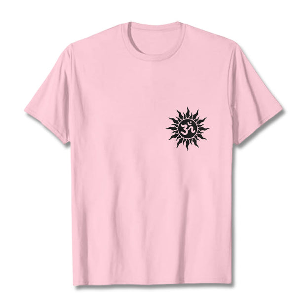 Buddha Stones Sun OM Symbol Design Tee T-shirt - LightPink - 2XL - image 16