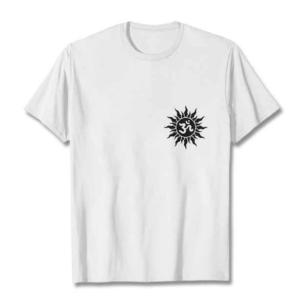 Buddha Stones Sun OM Symbol Design Tee T-shirt - White - 2XL - image 8