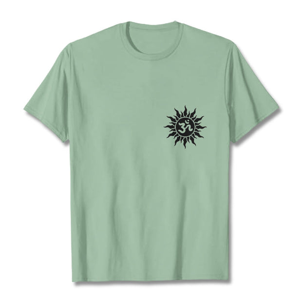 Buddha Stones Sun OM Symbol Design Tee T-shirt - PaleGreen - 2XL - image 18