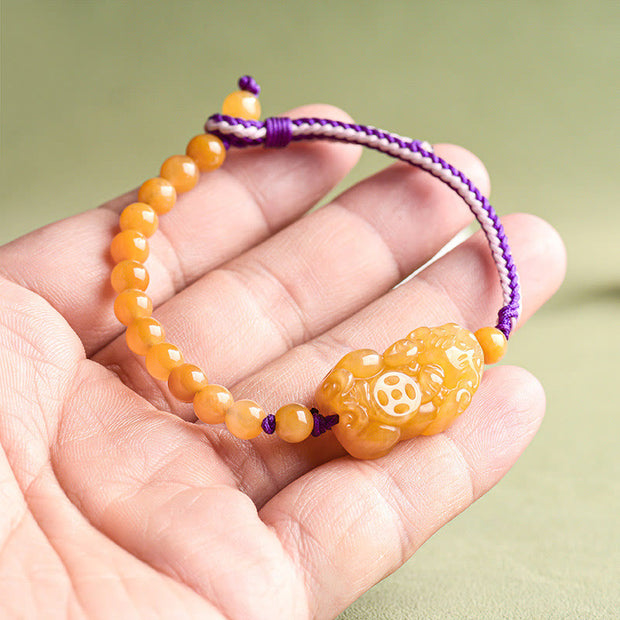 Buddha Stones Golden Silk Jade Beads PiXiu Wealth Bracelet - image 10