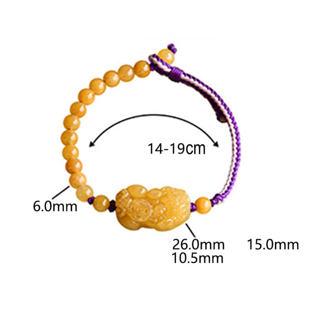 Buddha Stones Golden Silk Jade Beads PiXiu Wealth Bracelet - image 14